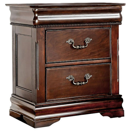 Wooden 3 Drawers Nightstand, Cherry Finish