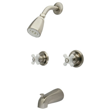 Kingston Brass Tub and Shower Faucet, Brushed Nickel