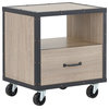 ACME Bemis 1 Drawer Nightstand with Casters in Rustic Natural