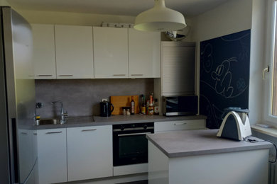 Moderne Wohnküche mit Kücheninsel in Sonstige