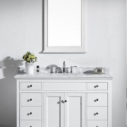 48 inch White Bathroom Vanity Set with White Carrera Marble Top - Bathroom Vanities And Sink Consoles