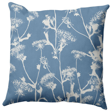 Windy Blossom Pillow, Blue, 16"x16"