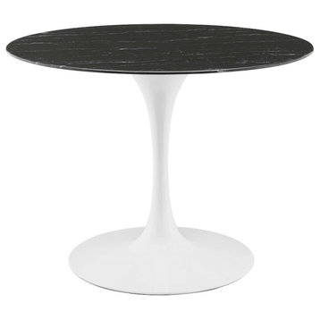 Modway Furniture Lippa 40" Velvet Dining Table, White/Black -EEI-5181-WHI-BLK
