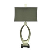 Silver Leaf Finish Rectangular Shaded Table Lamp