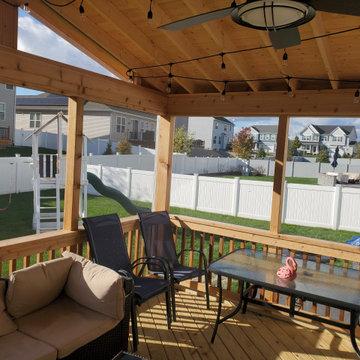 Screen Porch with Cathedral Ceiling & Gable Roof with Patio in South Elgin, IL