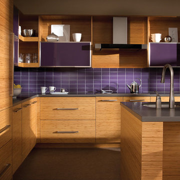 The Beauty of Bamboo: Modern Purple and Bamboo Kitchen
