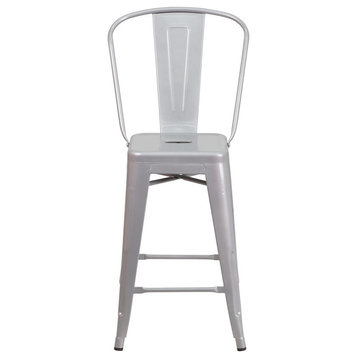 Flash Commercial Grade 24" Counter Height Stool, Silver - CH-31320-24GB-SIL-GG