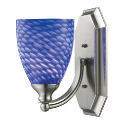 Elk Lighting - Celina 1-Light Vanity, Satin Nickel and Sapphire Glass - Bathroom Vanity Lighting