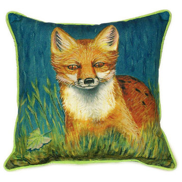 Pair of Betsy Drake Red Fox Large Indoor/Outdoor Pillows 18x18
