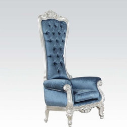 Acme 59142 Raven Silver Frame and Blue Fabric Accent Chair - Armchairs And Accent Chairs