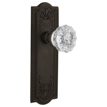 Meadows Plate Passage Crystal Glass Knob, Oil Rubbed Bronze