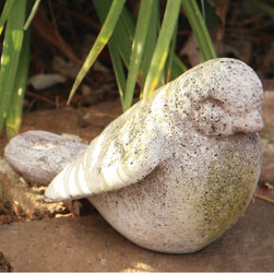 Animals FS8406 3" Finch Bird Statue in White Moss - Garden Statues And Yard Art