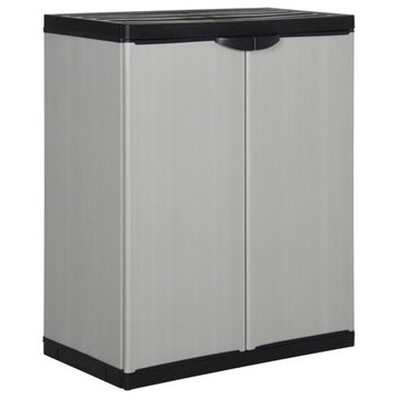 vidaXL Garden Storage Cabinet with 1 Shelf Freestanding Cupboard Gray and Black
