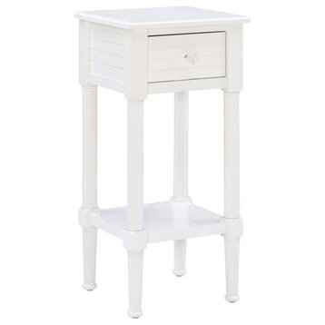 Linon Styers Wood End Table with Storage in White