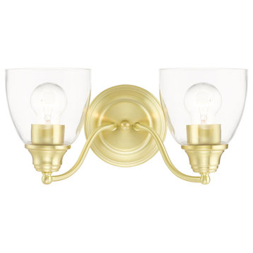 Satin Brass Transitional, Colonial, Vanity Sconce