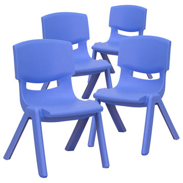 4PK Blue Plastic Stack Chair