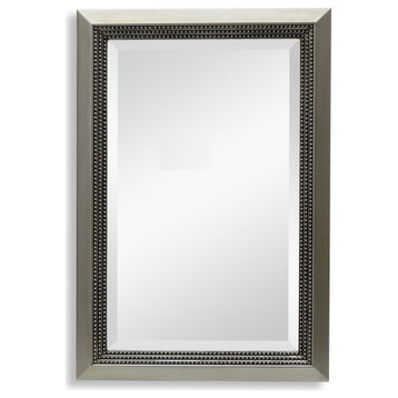 36" Warm Silver Beaded Mirror