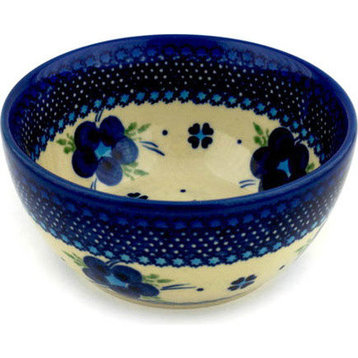 Polish Pottery 5" Stoneware Bowl Hand-Decorated Design