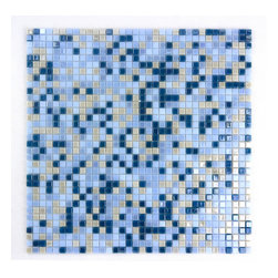GBM Manufacturing - Galaxy 12"x12" Glass Square Mosaic Tile,Glossy Blue/Beige - Mosaic Tile