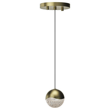Grapes LED Pendant With Round Canopy, Brass, Medium