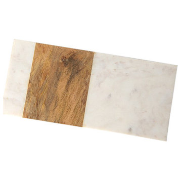 Marble and Wood Serving Tray