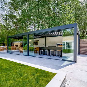 Spacious outdoor lounge with pergola