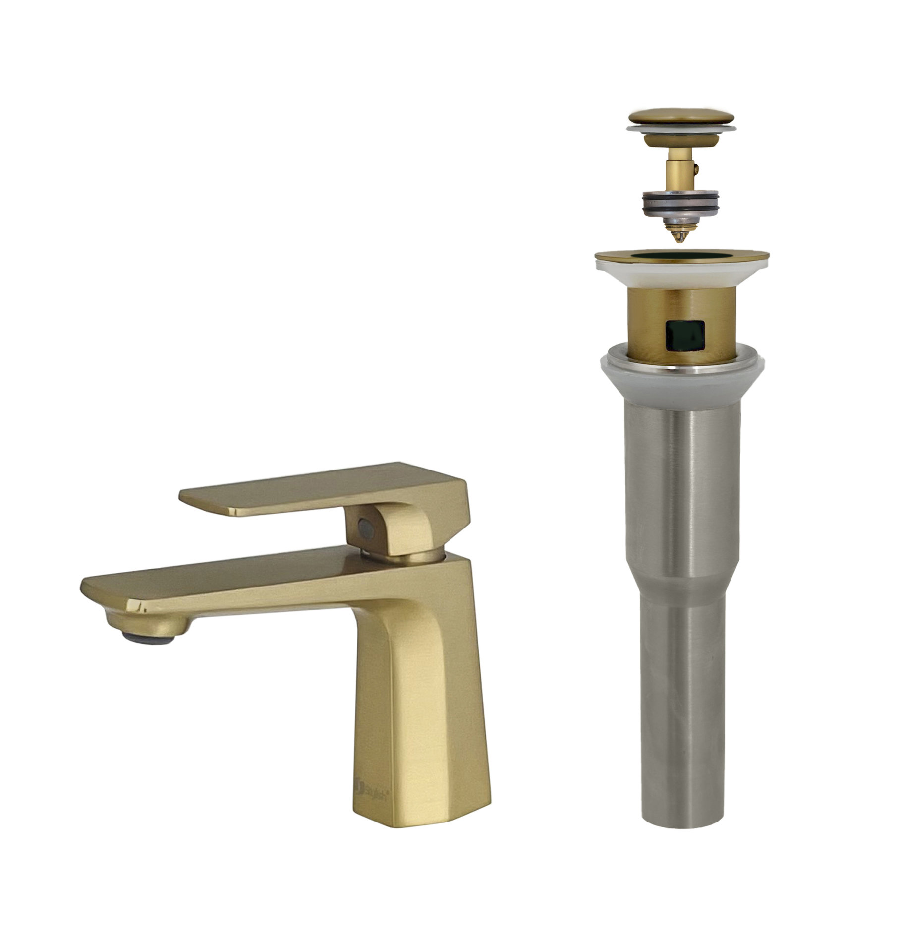 STYLISH Single Handle Brushed Gold Vessel Bathroom Faucet with Pop Up Drain