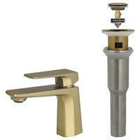 STYLISH Single Handle Brushed Gold Vessel Bathroom Faucet with Pop Up Drain