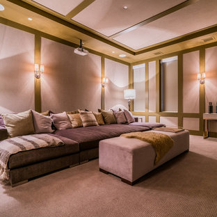 Inspiration for a mediterranean home theater remodel in Los Angeles