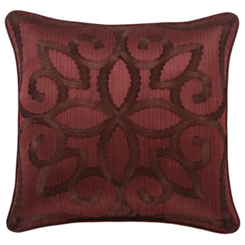 Five Queens Court Chianti 18" Square Embellished Decorative Throw Pillow