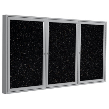 Ghent's 48" x 72" 3 Door Enclosed Rubber Bulletin Board in Speckled Tan