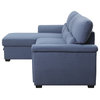 Noemi Reversible Storage Sleeper Sectional Sofa, Blue Fabric