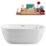 Streamline - 59" Streamline N-560-59FSWH-FM Soaking Freestanding Tub With Internal Drain - Accentuate your bathroom with this Streamline 59" ellipse shaped bathtub. Its white glossy finish and beveled base will give your bathroom a touch of modern luxury. This tub has an internal drain and can hold up to 61gallons of water. FREE Bamboo Bathtub Caddy Included in Purchase!