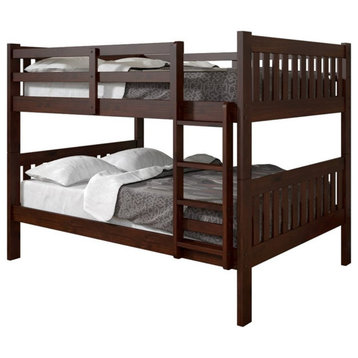 Rosebery Kids Full Over Full Solid Wood Mission Bunk Bed in Cappuccino