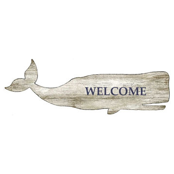 Suzanne Nicoll Silhouette Whale Wood Panel Sign