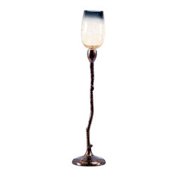 Costa Brava W-7056 Crackle Glass Candle Holder in Burnt Topaz - Candleholders