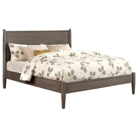 Furniture of America Belkor Solid Wood Queen Platform Bed in Gray