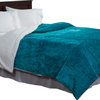 Floral Etched Fleece Blanket with Sherpa Backing, King, Teal