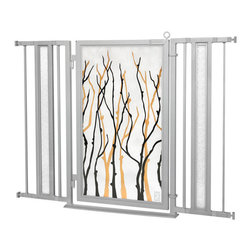 Fusion Gates - Fusion Gate with Willow Branch Design, Satin Nickel, 36"-52" - Dog Gates