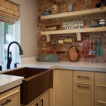 Eclectic kitchen, dining in kitchen