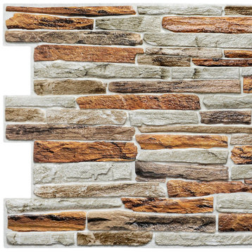 Orange Stone 3D Wall Panels, Set of 5, Covers 26.5 Sq Ft