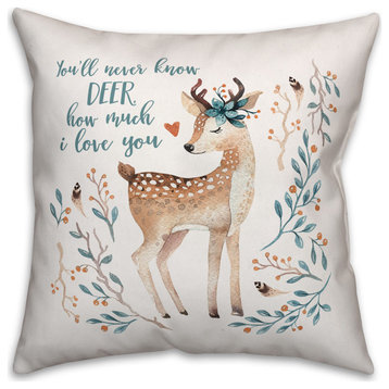 Deer How Much I Love You 16x16 Spun Poly Pillow