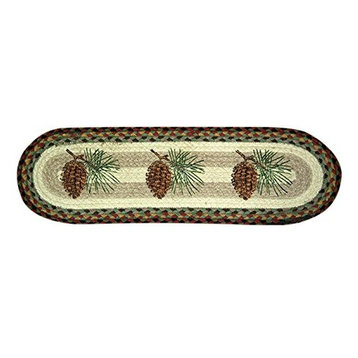 Earth Rugs Pinecone Printed Oval Stair Tread, 8.25'x27"