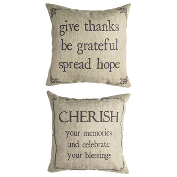 Give Thanks-Fall Doublesided Message Indoor/Outdoor Pillow Cover