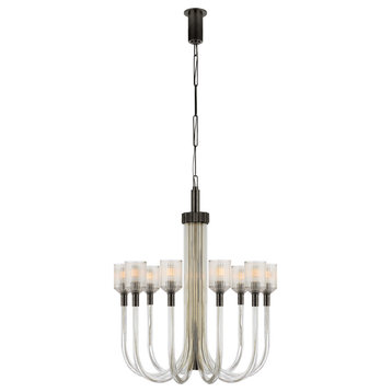 Reverie Chandelier, 10-Light, Clear Ribbed Glass, Bronze, 30"W