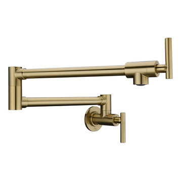 Braccia Series 24" Wall Mounted Pot Filler, Brushed Brass