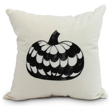 Pumpkin Single Cream Halloween Print Decorative Throw Pillow, 18"