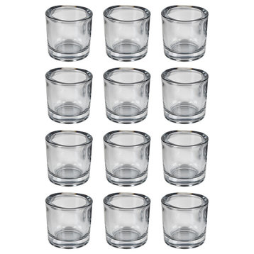 Serene Spaces Living Set of 48 Thick Glass Candle Holder, in 3 Colors, Smoke