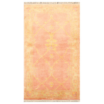 3'1''x4'10'' Hand Knotted Wool Oushak Oriental Area Rug Rose, Mustard
