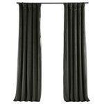 Half Price Drapes - Signature Gunmetal Gray Blackout Velvet Curtain Single Panel, 50"x96" - Our soft plush pile Velvet Curtains & Draped have a natural luster with a depth of color that creates a formal, polished look. Made of high-quality, poly velvet and soft flowing polyester blackout thermal lining. The curtains keep the light out and provides for optimal insulation. As a general rule, for proper fullness panels should measure 2-3 times the width of your window/opening.